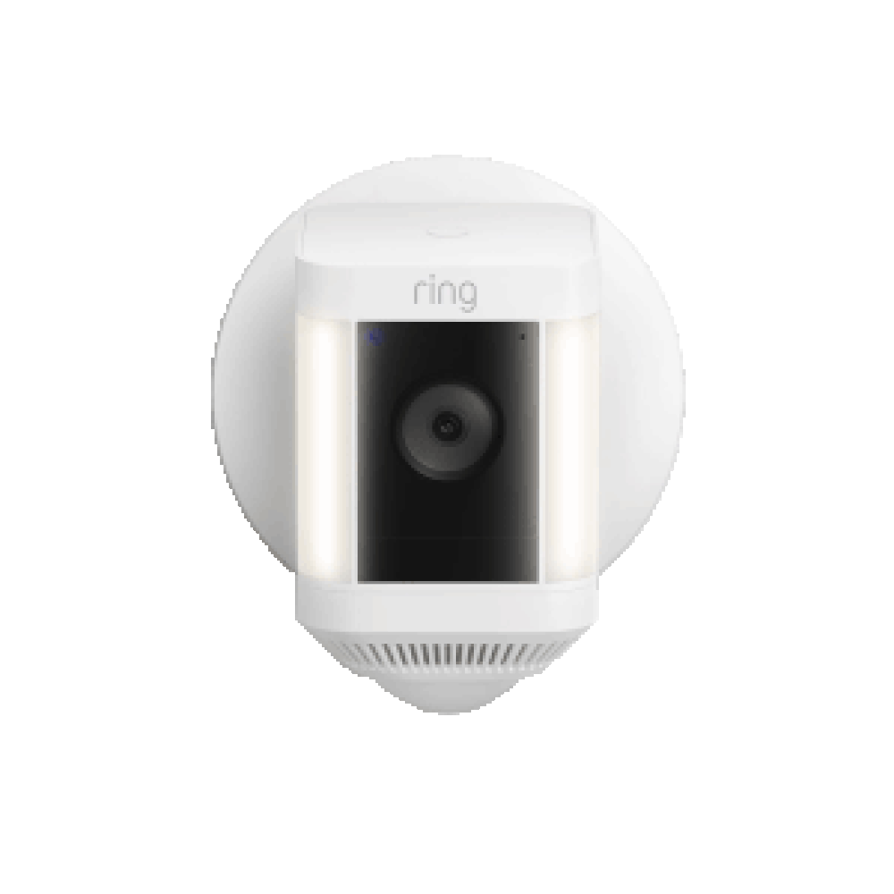 Animation of Spotlight Cam Plus and Spotlight Cam Pro blue light pulsing slowly; speaker enabled light pattern.