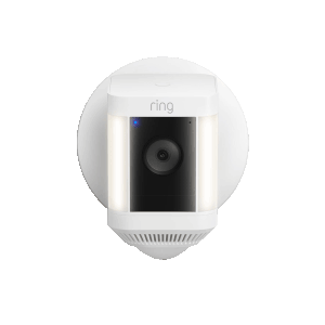Animation of Spotlight Cam Plus and Spotlight Cam Pro blue light flashing twice, then staying on for two seconds; firmware updating light pattern.