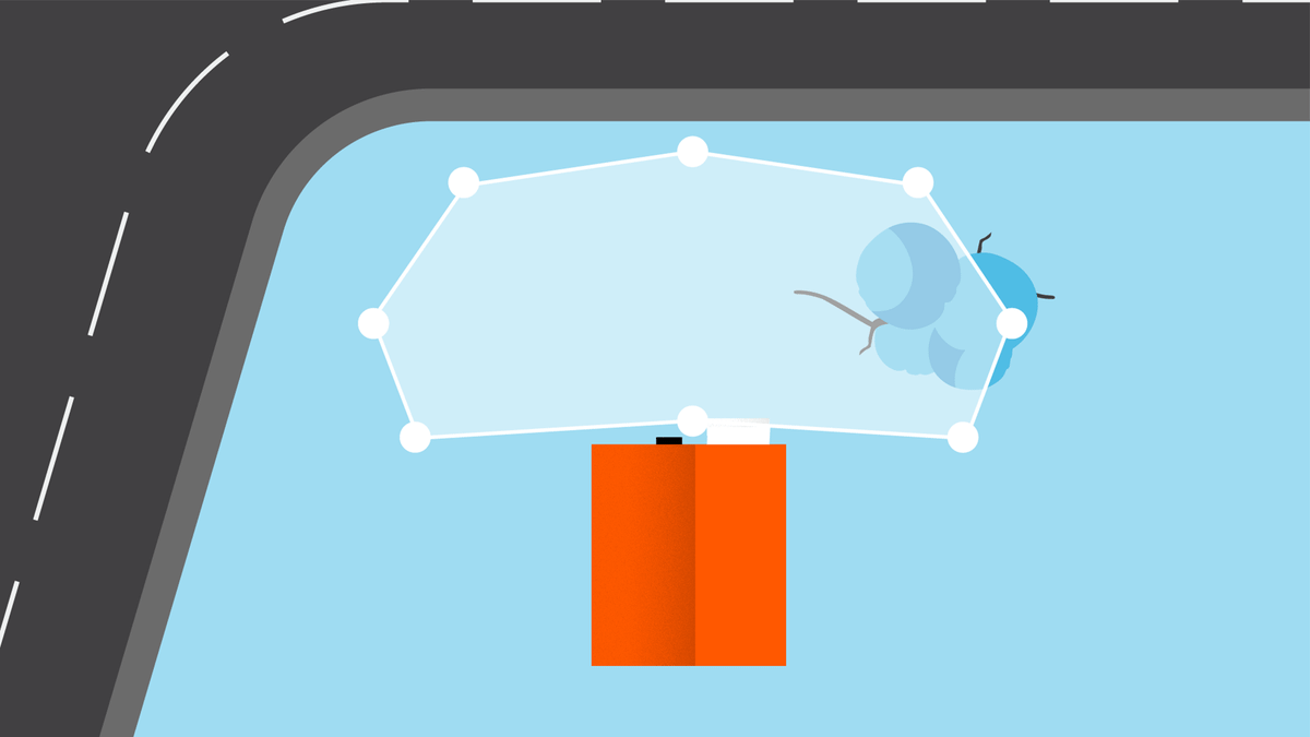 Animation showing a visitors path with Birds Eye View in the Ring App.