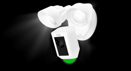 Animation of Floodlight Cam green light on for five seconds, then turning off and repeating; setup successful light pattern.