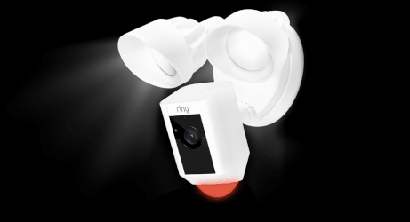 Animation of Floodlight Cam red light flashing quickly; failed setup due to incorrect wifi password light pattern.