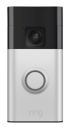 Animation of Ring Video Doorbell with four corner blue LEDs flashing; setup successful light pattern.