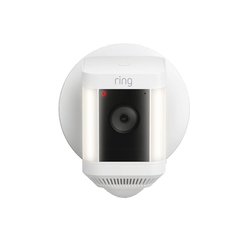 Animation of Spotlight Cam Plus and Spotlight Cam Pro setup failed, unable to reach Ring's servers or internet light pattern; alternating blue and red flashing light.