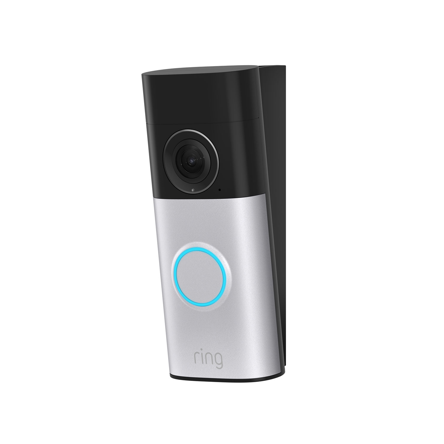 Wedge Kit (Wired Doorbell (2nd Gen), Wired Doorbell Plus (2nd Gen)) - Black:Wired Doorbell Plus (2nd Gen) Mounted on a black Wedge Kit.