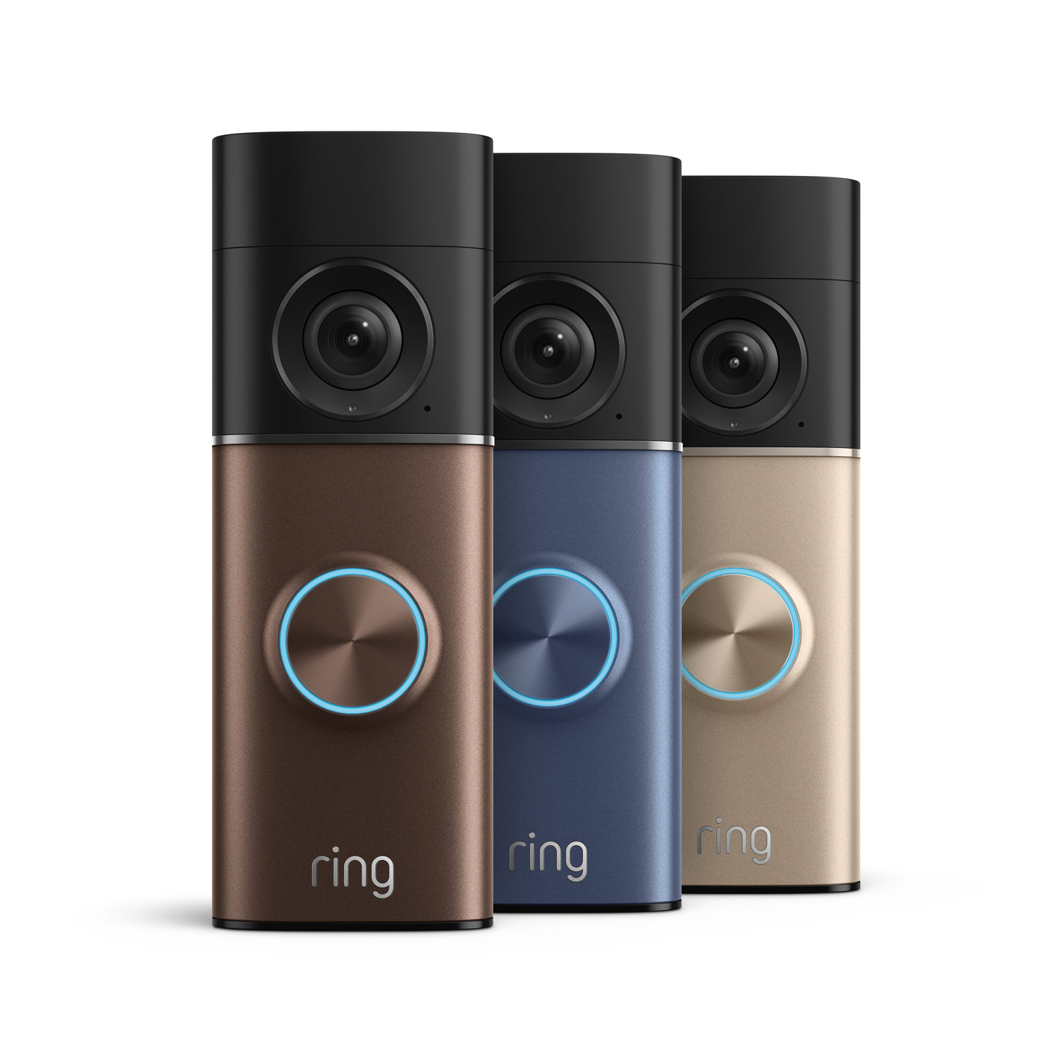 Interchangeable Faceplate - Wired Doorbell Pro (3rd Gen) in color ways polished mocha, polished night navy, polished sandstone.