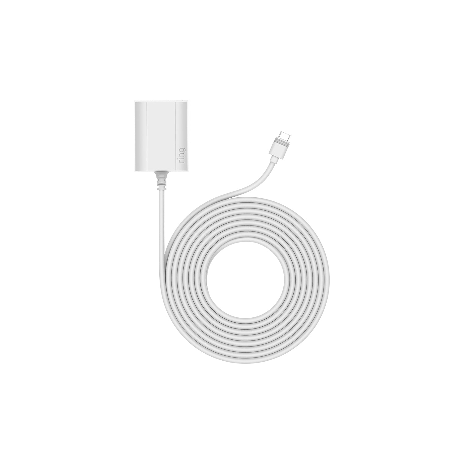 Indoor/Outdoor Power Adapter (USB-C) (for Outdoor Cam Plus, Outdoor Cam Pro, Stick Up Cam Pro, Spotlight Cam Plus, Spotlight Cam Pro)  - White Ring Indoor/Outdoor Power Adapter with coiled USB-C cable and weather-resistant plug for continuous camera power.