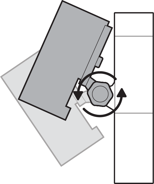 Illustration showing how to loosen the knob to adjust camera angle, then tighten to secure. 