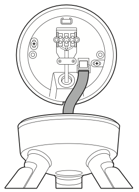 Illustration showing how to use the nylon strap on the back of your camera fixture to hook it onto the mounting plate.