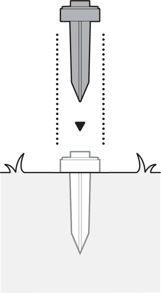 Illustration of installation showing spike driven into the ground.