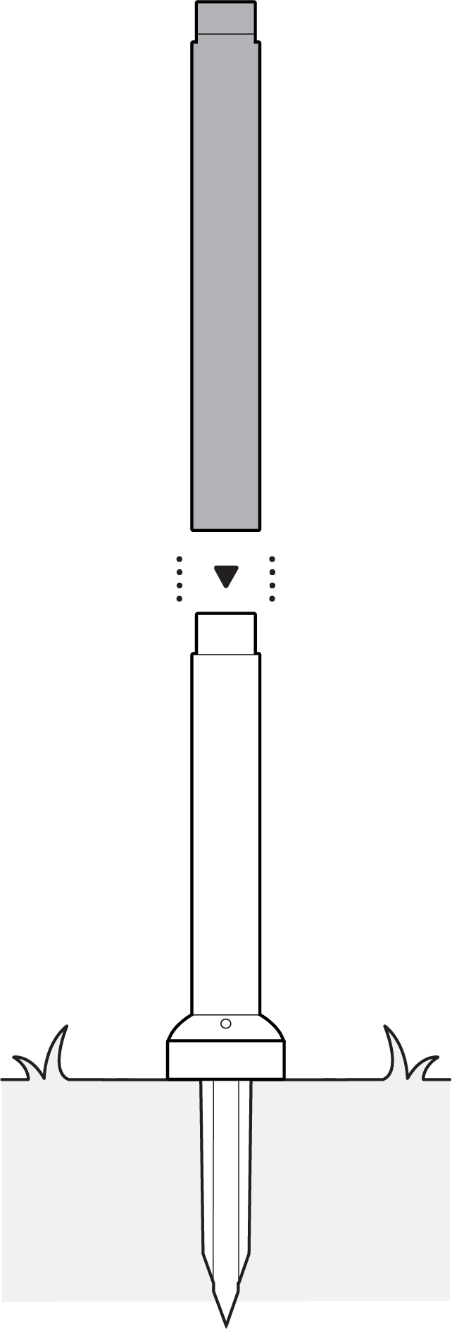 Installation illustration showing to connect the center pole.