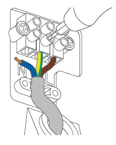 Diagram showing electrical wire installation into terminal block connector.