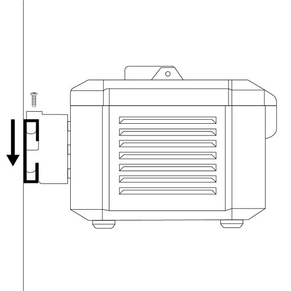Technical line drawing of the Ring Jobsite Security Case being mounted to the wall