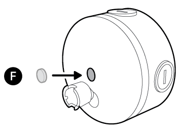 Illustration to show covering the centre screwhole with the included plug.