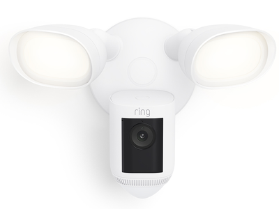 Animation of Floodlight Cam Wired Pro no lights on; idle mode light pattern.