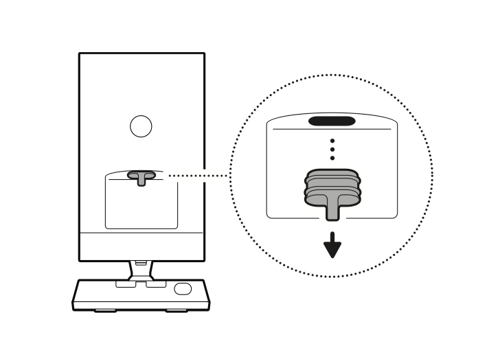 Illustration of removing the rubber cap from Outdoor Cams power port.