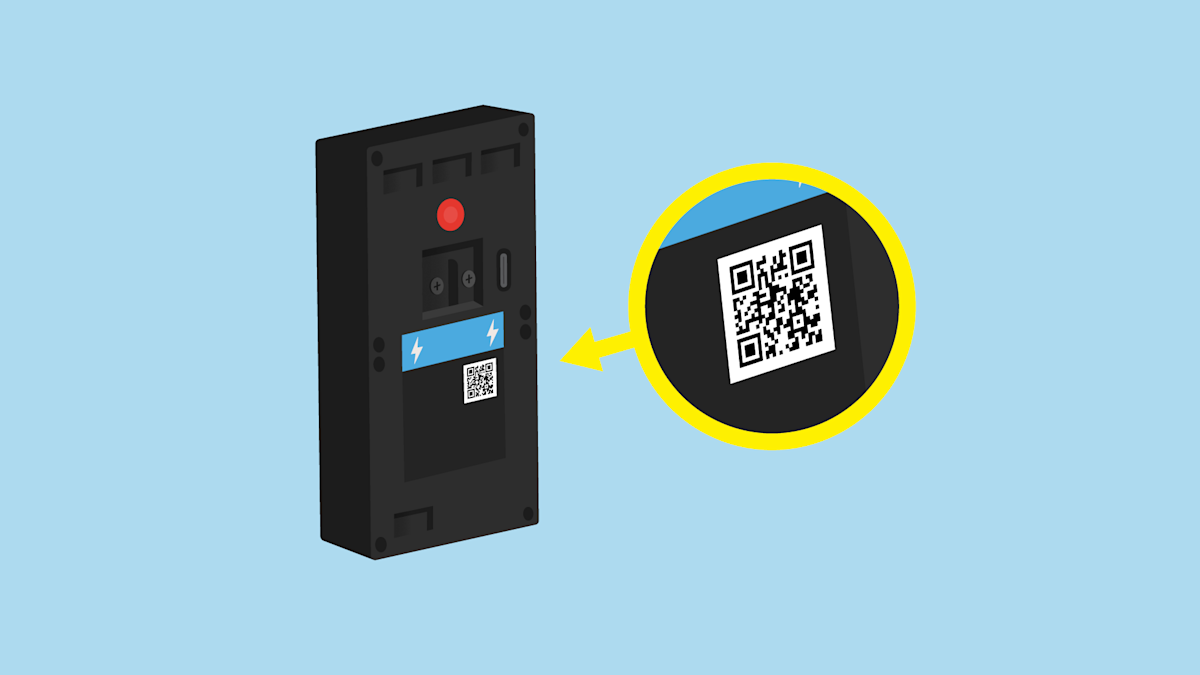 Illustration of QR code on back of doorbell.