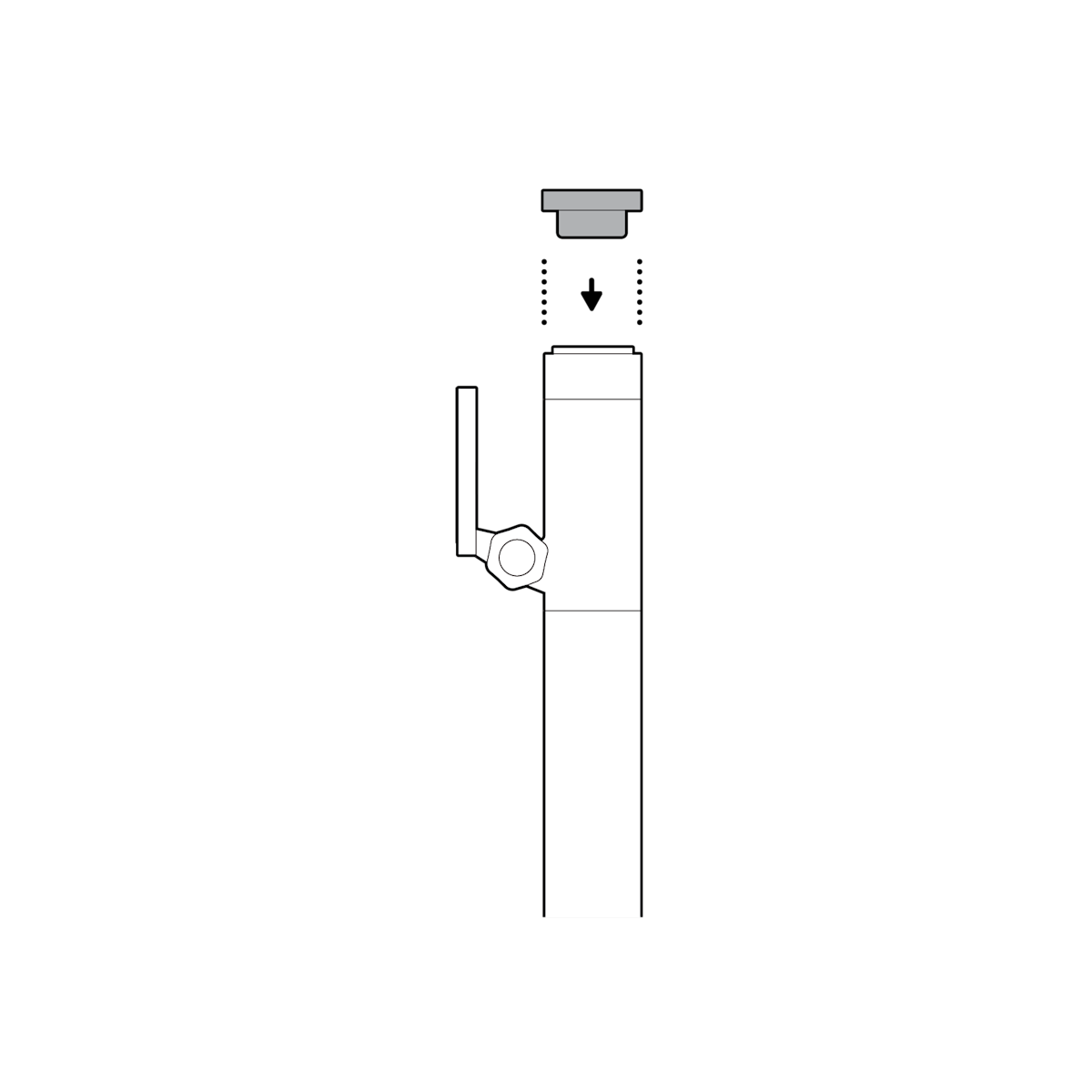 Illustration showing to place the pole cover on if not using the solar panel.