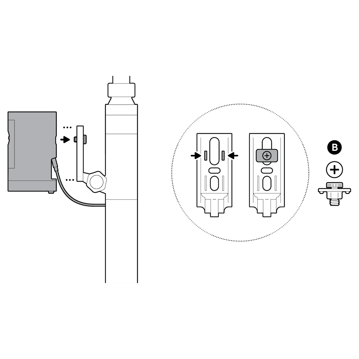 Illustration showing how to secure the Stick Up Camera to the mount.