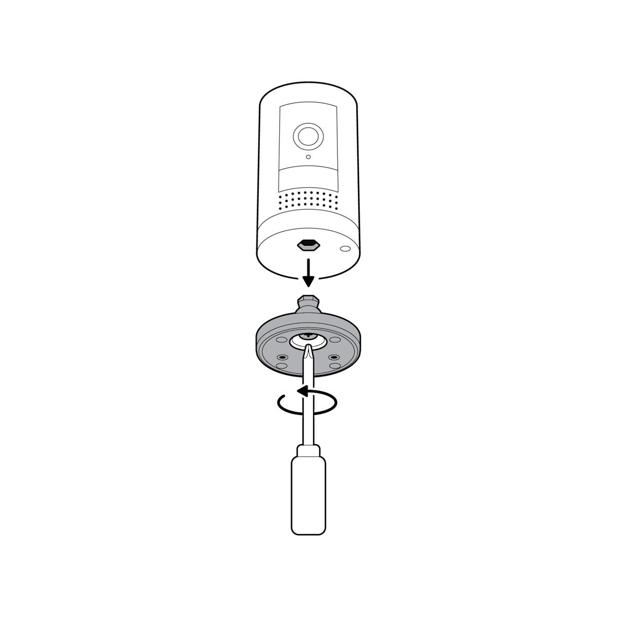 Illustration showing how to detach the camera mount.