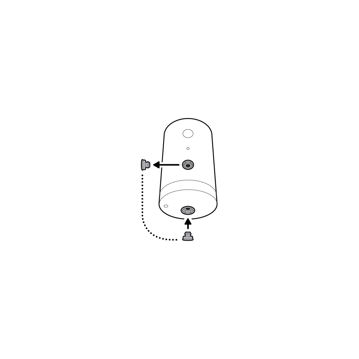 Illustration showing how to remove the rubber cap on the back of your camera and use it to plug the bottom.