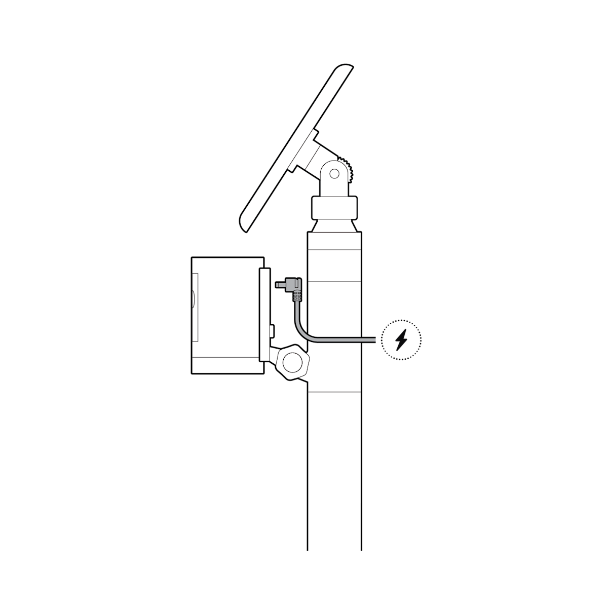 Illustration showing how to plug in the power cable.