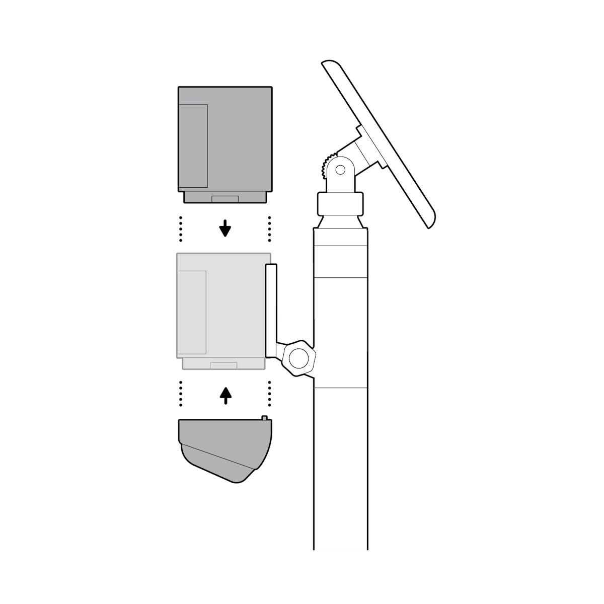 Illustration of how to slide onto the camera mount.