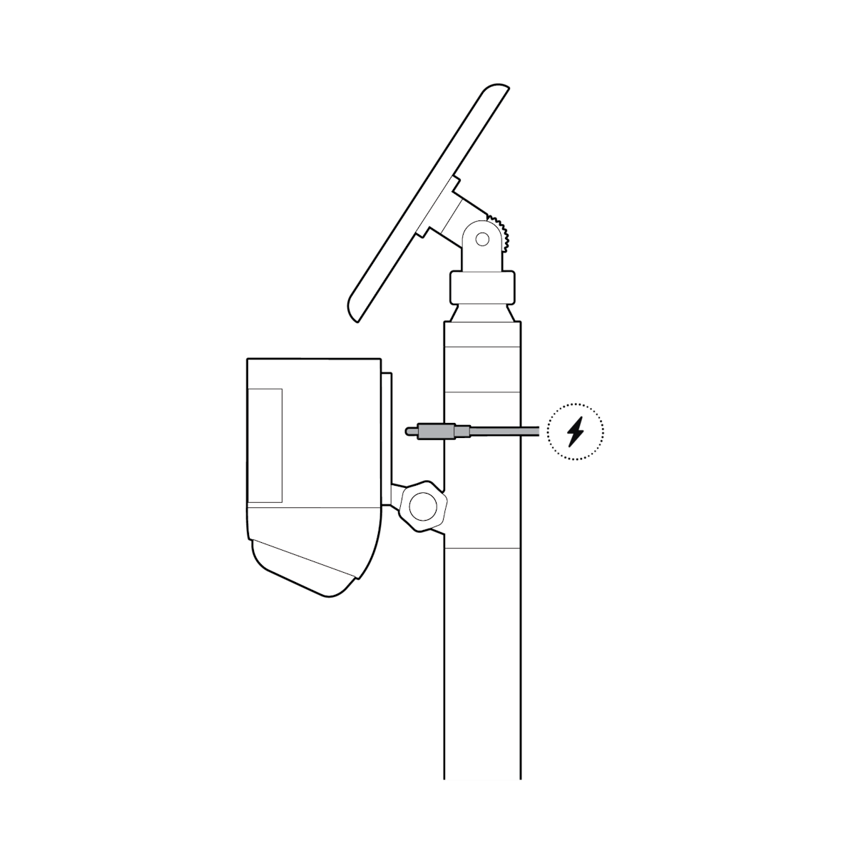 Illustration showing how to plug in the power cable.