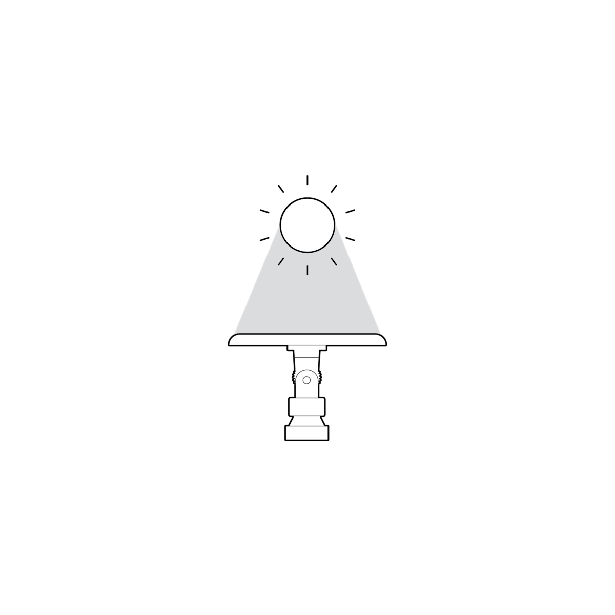 Illustration showing that Solar Mount is placed under direct sunlight.