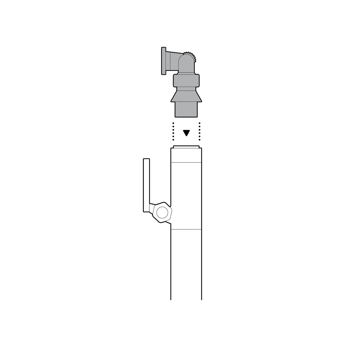 Installation illustration of attaching the Solar panel mount to the pole.