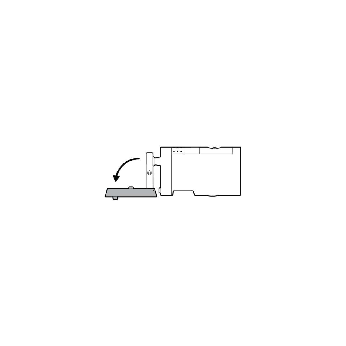 Illustration of camera mount unclasped.