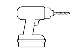 Illustration of a battery powered drill, recommended for installation.