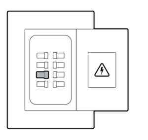 Simple line drawing of a circuit breaker with power on