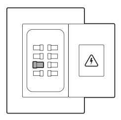 Illustration showing to shut off power at the breaker prior to installation.