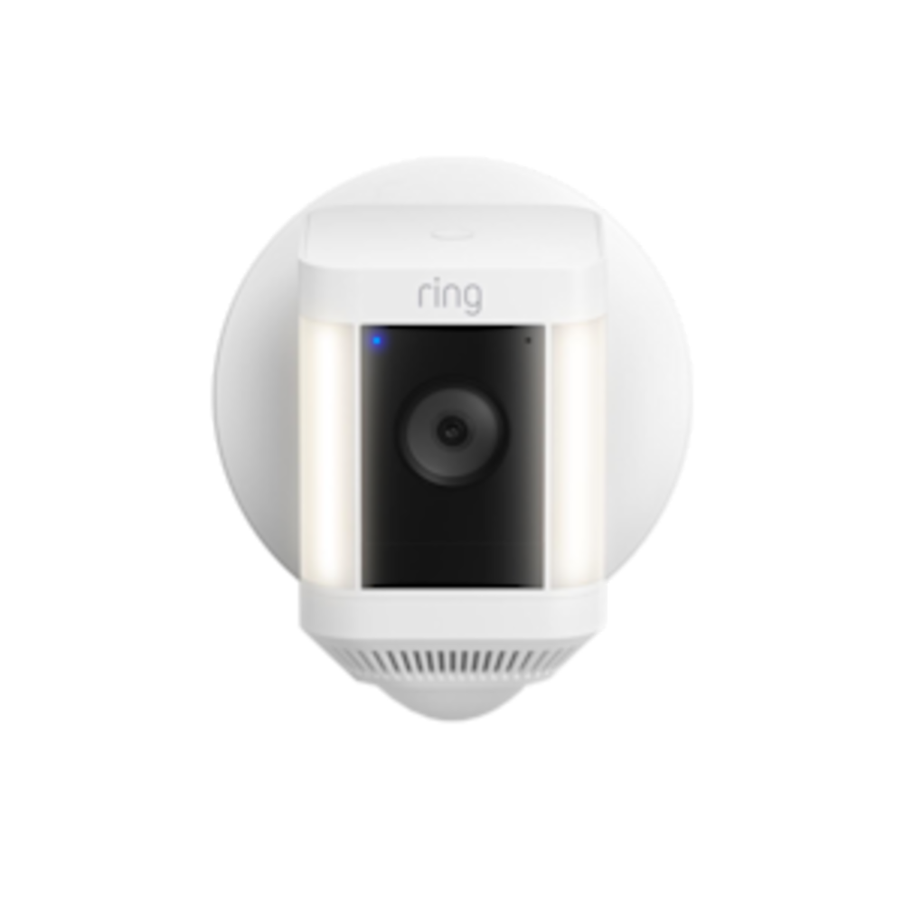 Animation of Spotlight Cam Plus and Spotlight Cam Pro solid blue light; boot up or camera is recording light pattern.